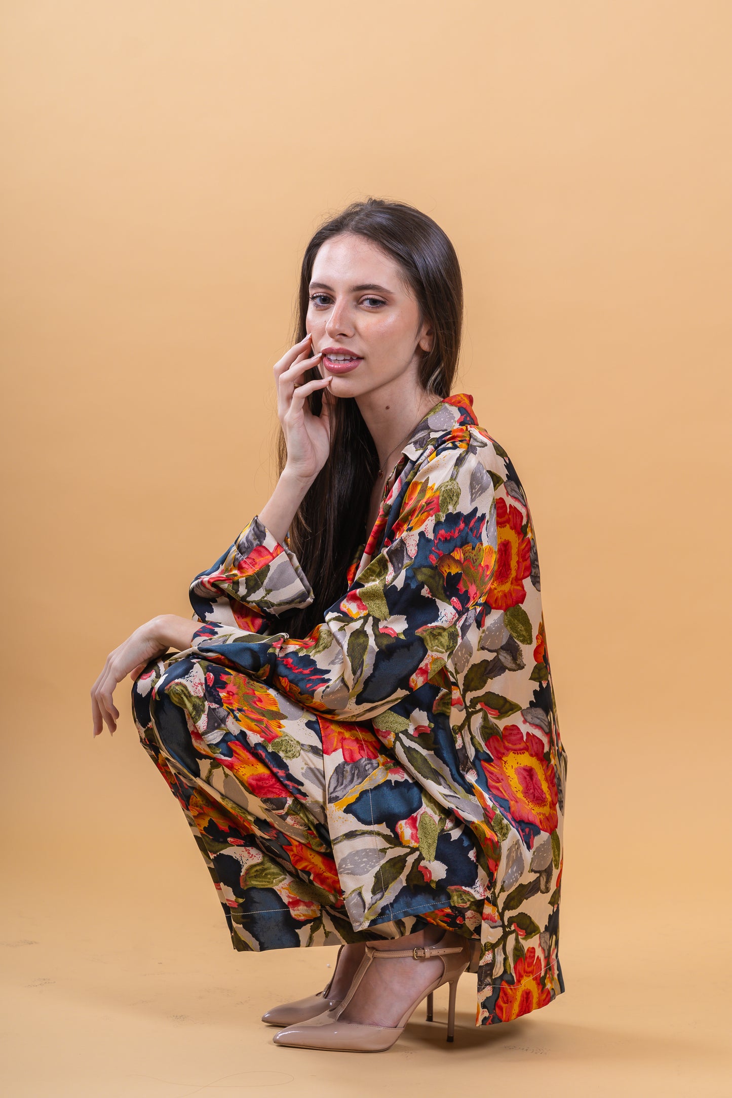 Floral Patterned Shirt Trousers Set