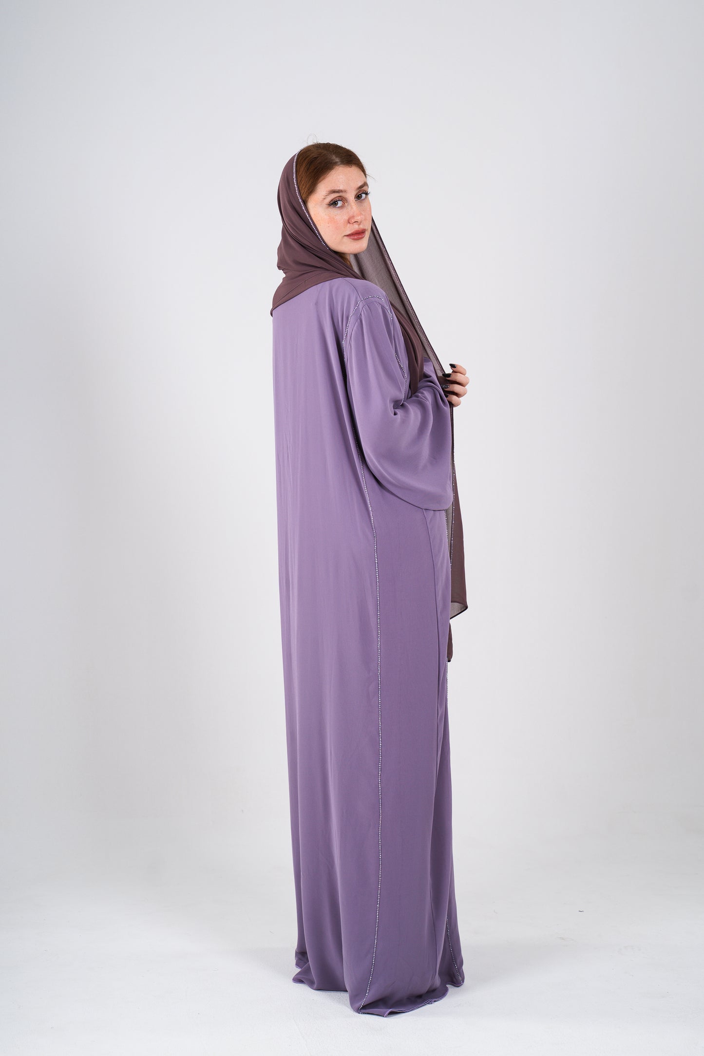 Beaded Abaya Set in Chiffon