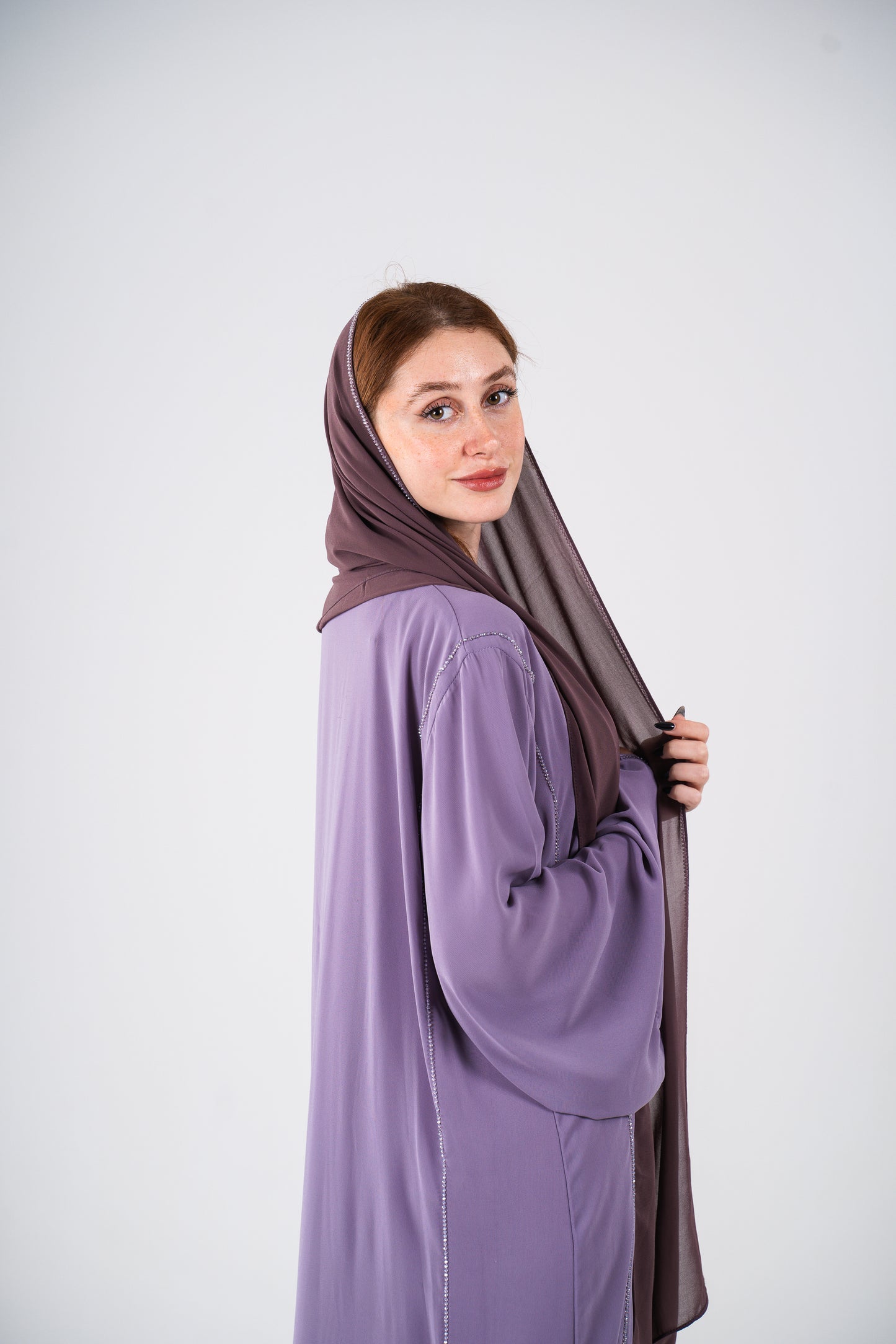 Beaded Abaya Set in Chiffon